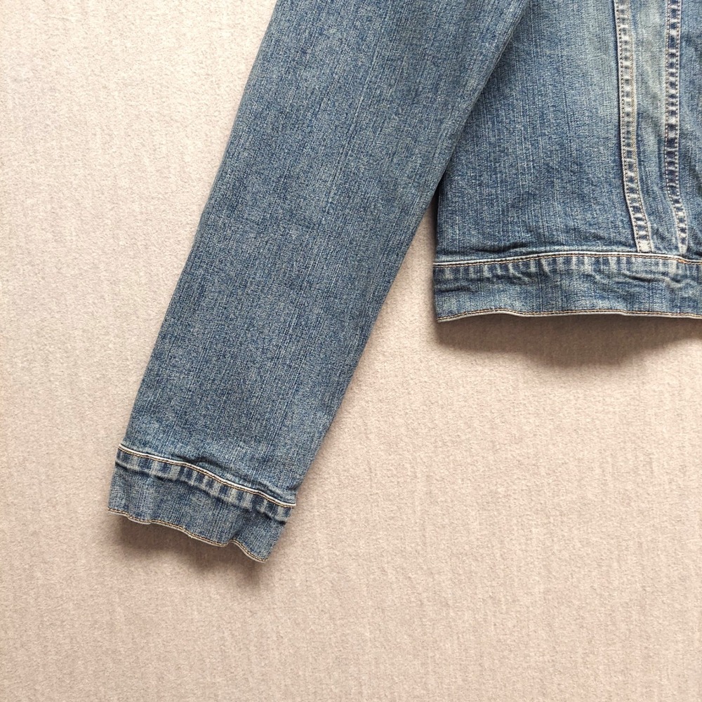 Abercrombie & Fitch Women L Denim Jacket Medium Wash Full Zip Trucker Streetwear - Picture 5 of 16